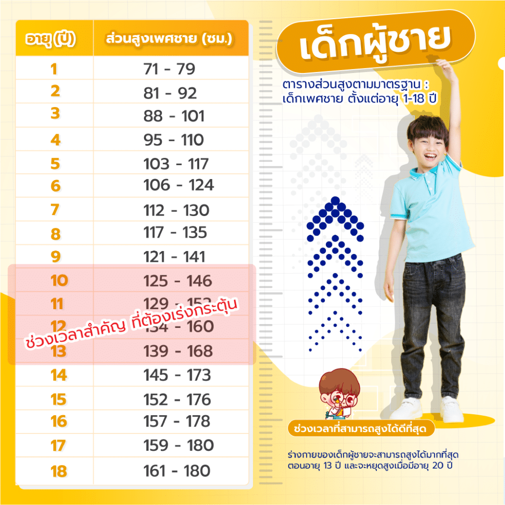 เกณฑ์ความสูงเฉลี่ยของเด็กผู้ชาย